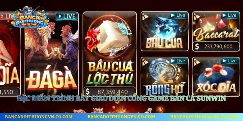 Đặc điểm trình bày giao diện cổng game bắn cá Sunwin